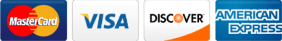 Payment methods accepted: Visa, MasterCard, Discover, and American Express credit cards